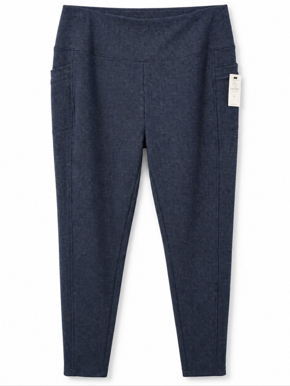 T by Talbots NWT Herringbone Leggings Large Petite Blue Gray Full Lengtj Pockets